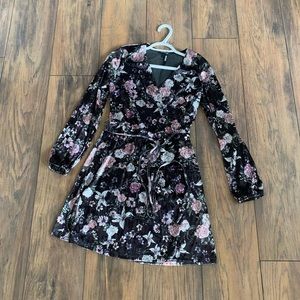 Dynamite Floral Velvet Wrap Dress